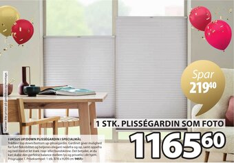 JYSK Luksus Up/Down Plisségardin I Specialmål tilbud