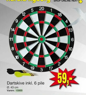 Harald Nyborg Dartskive inkl. 6 pile tilbud
