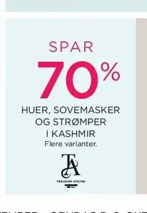 Salling Huer, sovemasker og strømper i kashmir tilbud