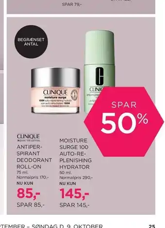 Salling Antiper-spirant deodorant roll-on el. moisture surge 100 auto-replenishing hydrator tilbud