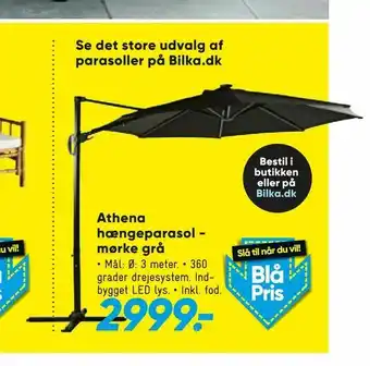 Bilka Athena hængeparasol - mørke grå tilbud