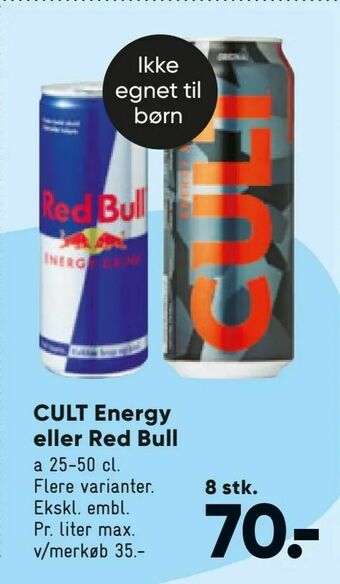 Bilka CULT Energy eller Red Bull tilbud