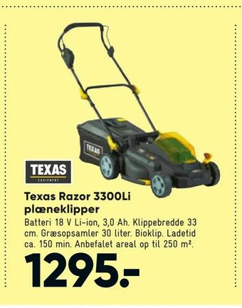 Bilka Texas Razor 3300Li plæneklipper tilbud