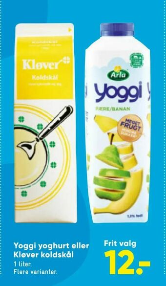 Bilka Yoggi yoghurt eller Kløver koldskål tilbud