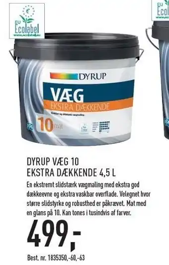 Johannes Fog Dyrup væg 10 ekstra dækkende 4,5 l tilbud