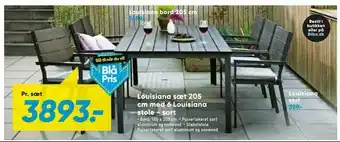 Bilka Louisiana sæt 205 cm med 6 Louisiana stole - sort tilbud