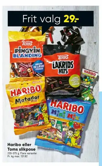 Bilka Haribo eller Toms slikpose tilbud