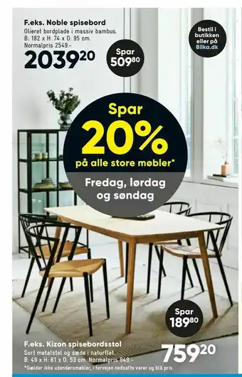 Bilka Noble spisebord tilbud