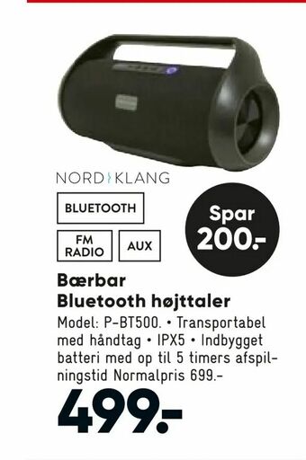 Bilka Bærbar Bluetooth højttaler tilbud