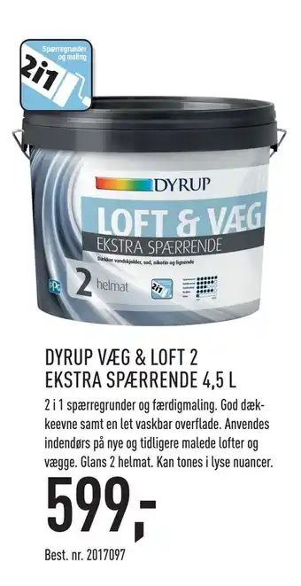 Dyrup væg & loft 2 ekstra spærrende 4,5 l
