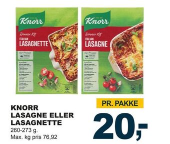 Let-Køb Knorr lasagne eller lasagnette tilbud