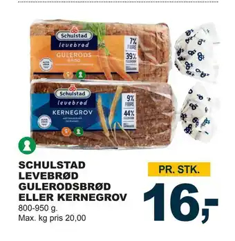 Let-Køb Schulstad levebrød gulerodsbrød eller kernegrov tilbud