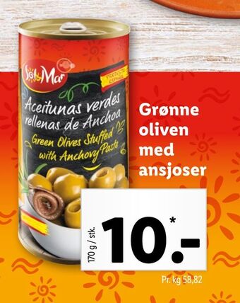 Lidl Grønne oliven med ansjoser tilbud