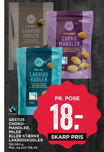 MENY Gestus choko­ mandler, milde eller stærke lakridskugler tilbud