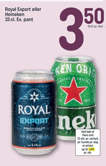 REMA 1000 Royal export eller heineken tilbud