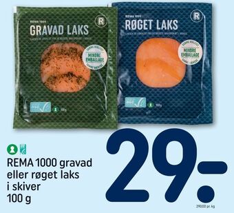 REMA 1000 Rema 1000 gravad eller røget laks i skiver tilbud