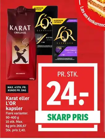 SPAR Karat eller l'or kapsler tilbud