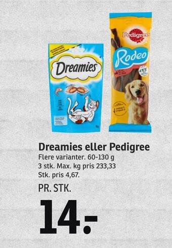 SPAR Dreamies eller pedigree tilbud