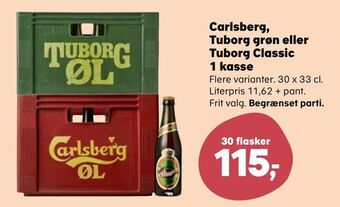 SuperBrugsen Carlsberg, tuborg grøn eller tuborg classic 1 kasse tilbud