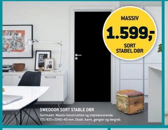 XL-BYG Swedoor sort stable dør tilbud