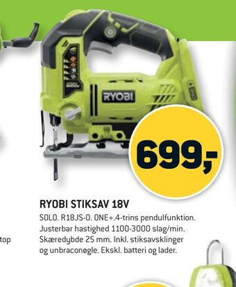XL-BYG Ryobi stiksav 18v tilbud