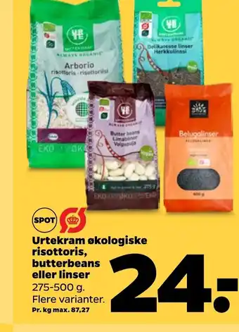 Urtekram økologiske Risottoris, Butterbeans eller Linser