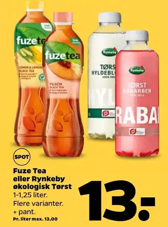 Netto Fuze Tea eller Rynkeby økologisk Tørst tilbud