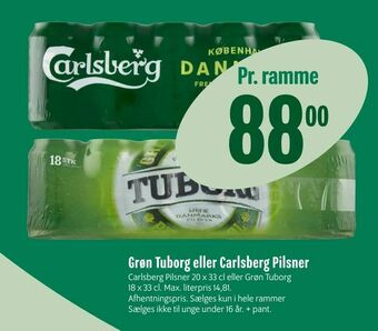 Min Købmand Grøn Tuborg eller Carlsberg Pilsner tilbud