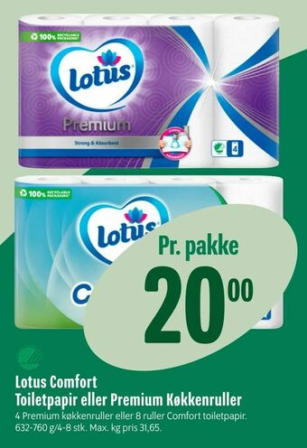 Min Købmand Lotus Comfort Toiletpapir eller Premium Køkkenruller tilbud