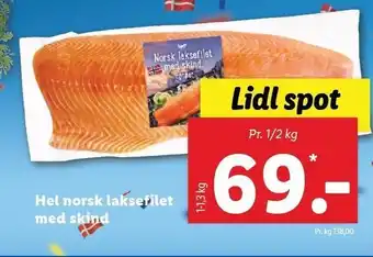 Lidl Hel norsk laksefilet m. skind tilbud