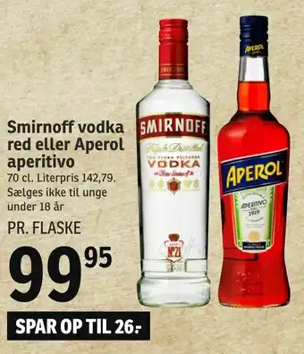 SPAR Smirnoff vodka red eller Aperol aperitivo tilbud