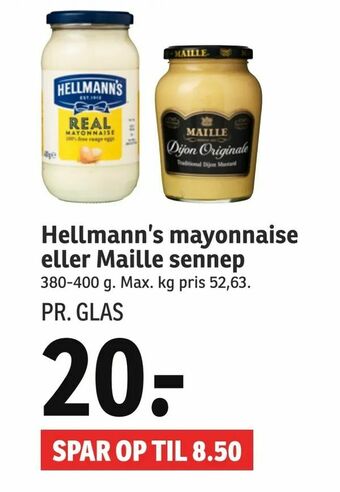 SPAR Hellmann's mayonnaise eller Maille sennep tilbud