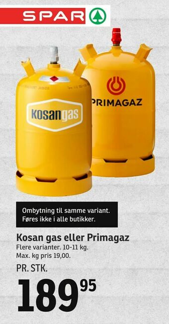 SPAR Kosan gas eller Primagaz tilbud