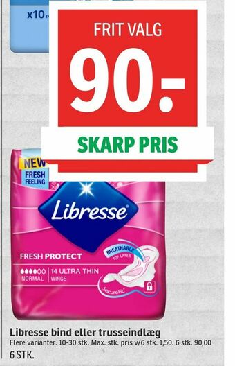 SPAR Libresse bind eller trusseindlæg tilbud