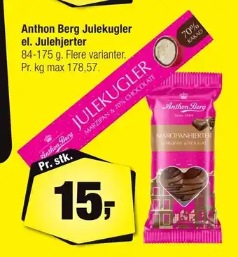 Calle Anthon berg julekugler el. julehjerter tilbud
