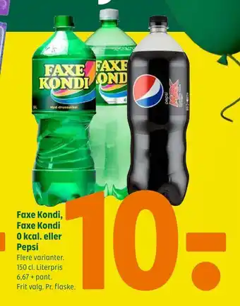 Coop 365 Faxe kondi, faxe kondi 0 kcal. eller pepsi tilbud