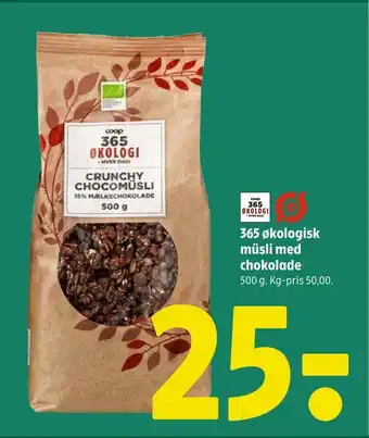 Coop 365 365 økologisk müsli med chokolade tilbud