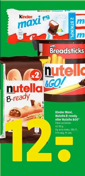 Coop 365 Kinder maxi, nutella b-ready eller nutella &go tilbud