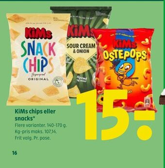 Coop 365 Kims chips eller snacks tilbud