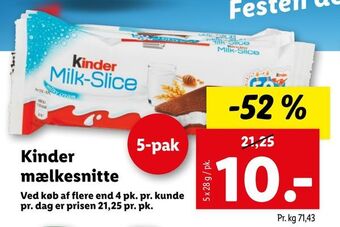 Lidl Kinder mælkesnitte tilbud