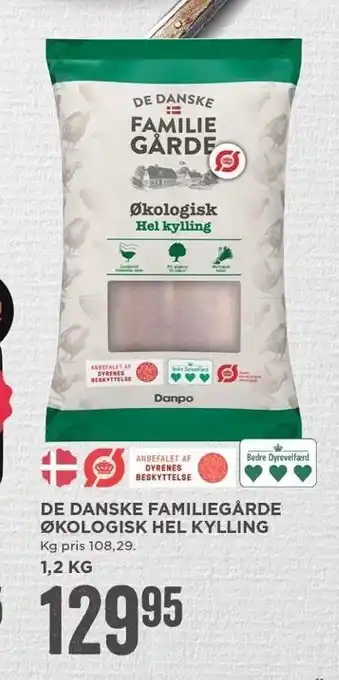 De danske familiegårde økologisk hel kylling 1,2 kg