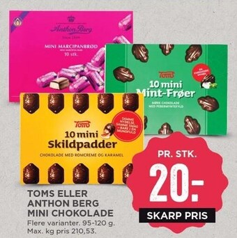 MENY Toms eller anthon berg mini chokolade tilbud