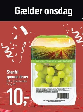 Føtex Stenfri grønne druer tilbud