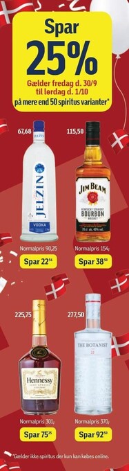 Spar 25% på mere end 50 spiritus varianter