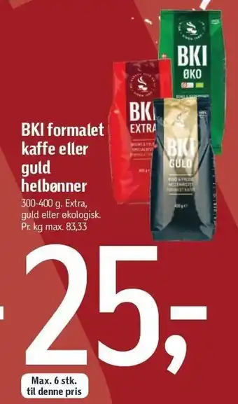 Føtex Bki formalet kaffe el. guld helbønner tilbud