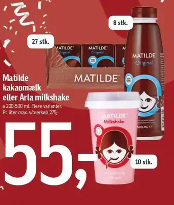 Mathilde kakaomælk el. arla milkshake