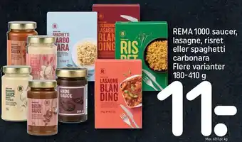 REMA 1000 Rema 1000 saucer, lasagne, risret el. spaghetti carbonara tilbud