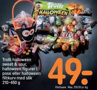 Trolli halloween sweet & sour, halloween figurer i pose el. halloween filtkurv m. slik