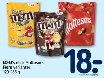 REMA 1000 M&m's el. maltesers tilbud