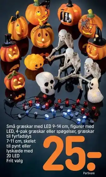 REMA 1000 Små græskar m. led, figurer m. led, 4-pak græsker el. spøgelser, græsker til fyrfadslys tilbud